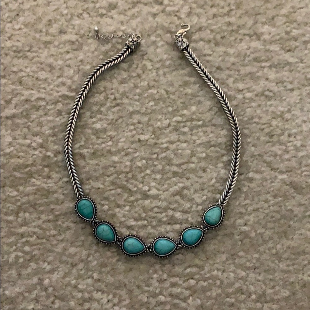 Turquoise / silver costume choker